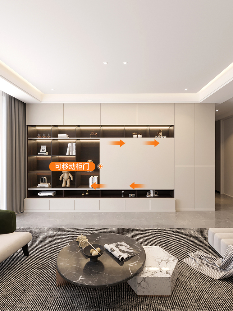 衣柜電視柜一體組合墻柜背景墻客廳電視機柜定制書柜移門臥室儲物